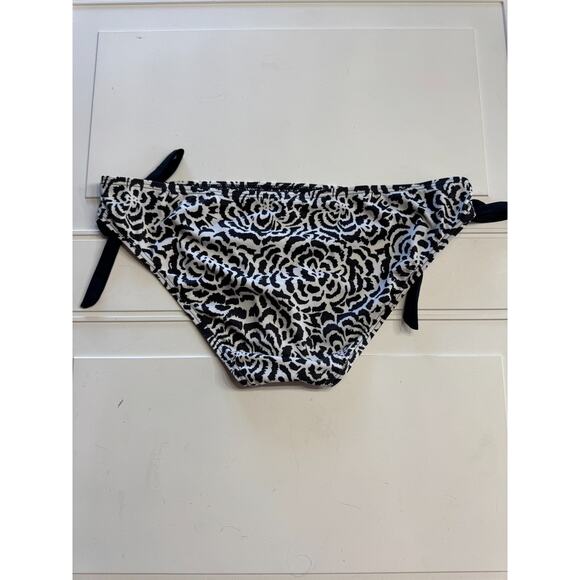 Tropical Escape Size XL Black White Floral Side Tie Bikini Bottom - Picture 4 of 4